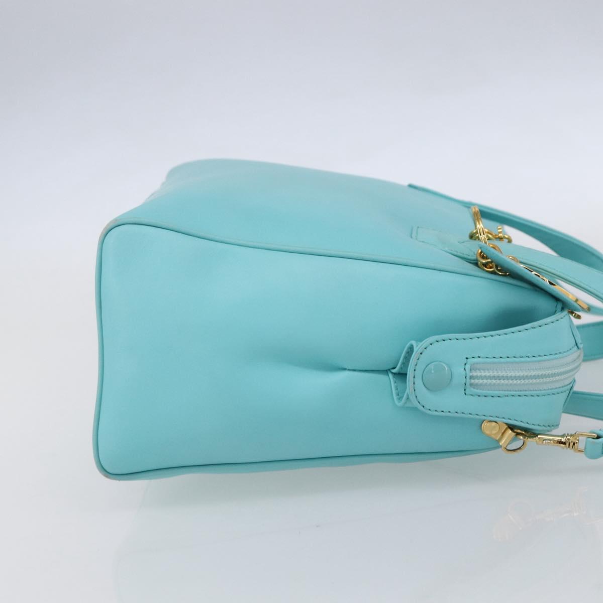 Christian Dior Micro bag Hand Bag Leather 2way Light Blue Gold Auth 154733