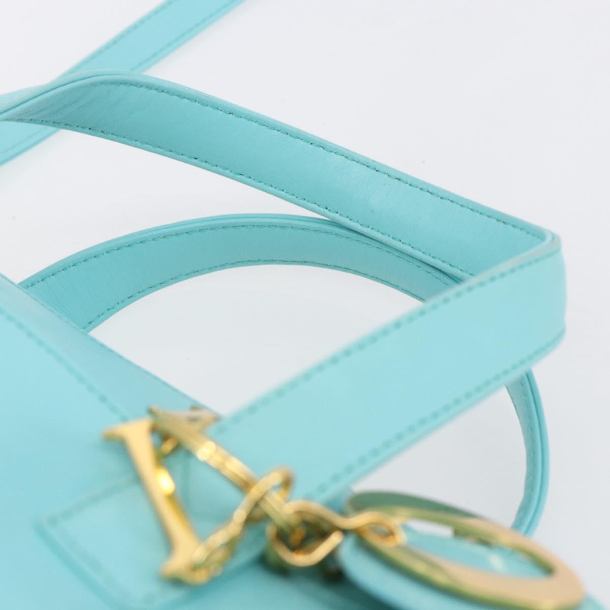 Christian Dior Micro bag Hand Bag Leather 2way Light Blue Gold Auth 154733V