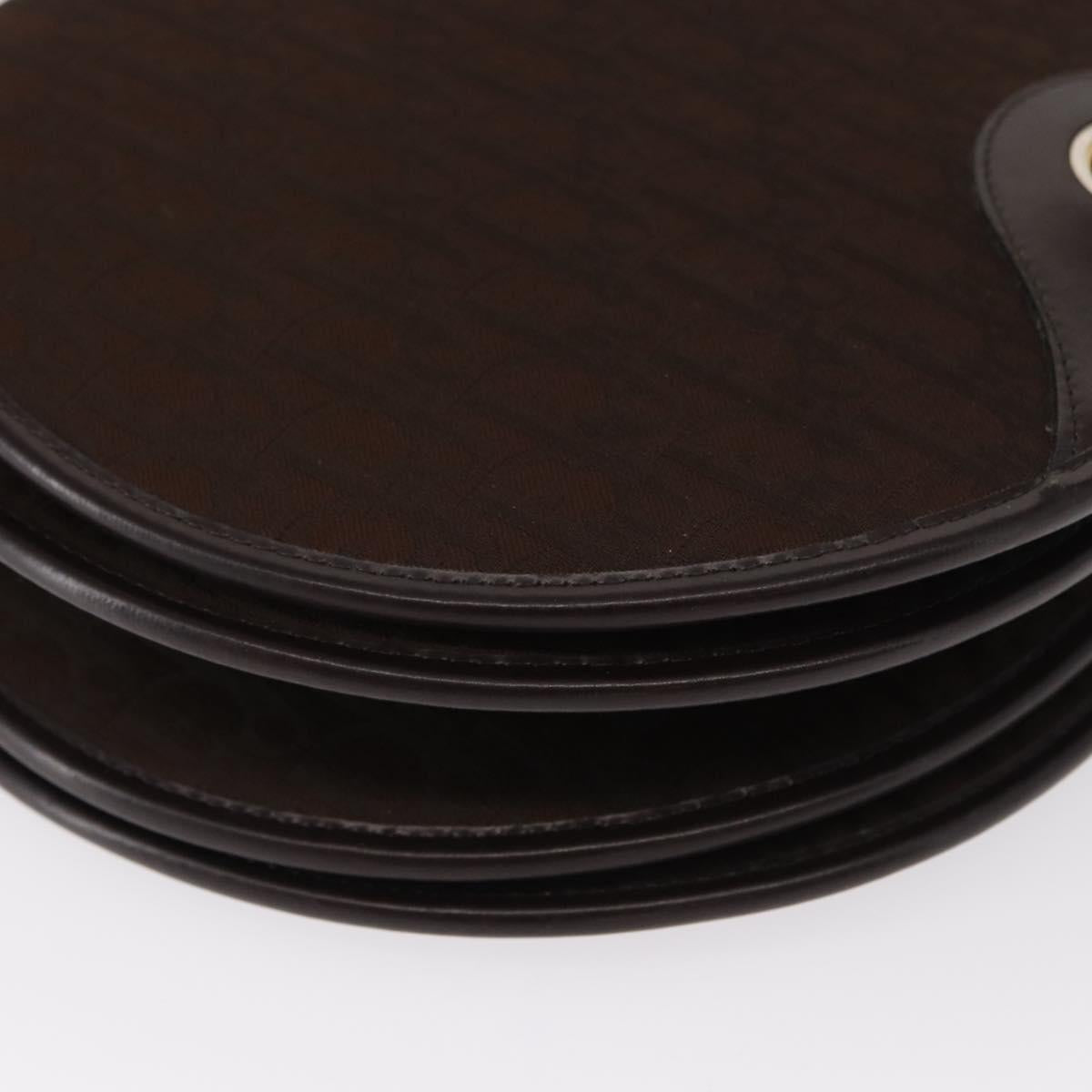 Christian Dior Trotter Canvas Shoulder Bag Brown Gold Auth 154734