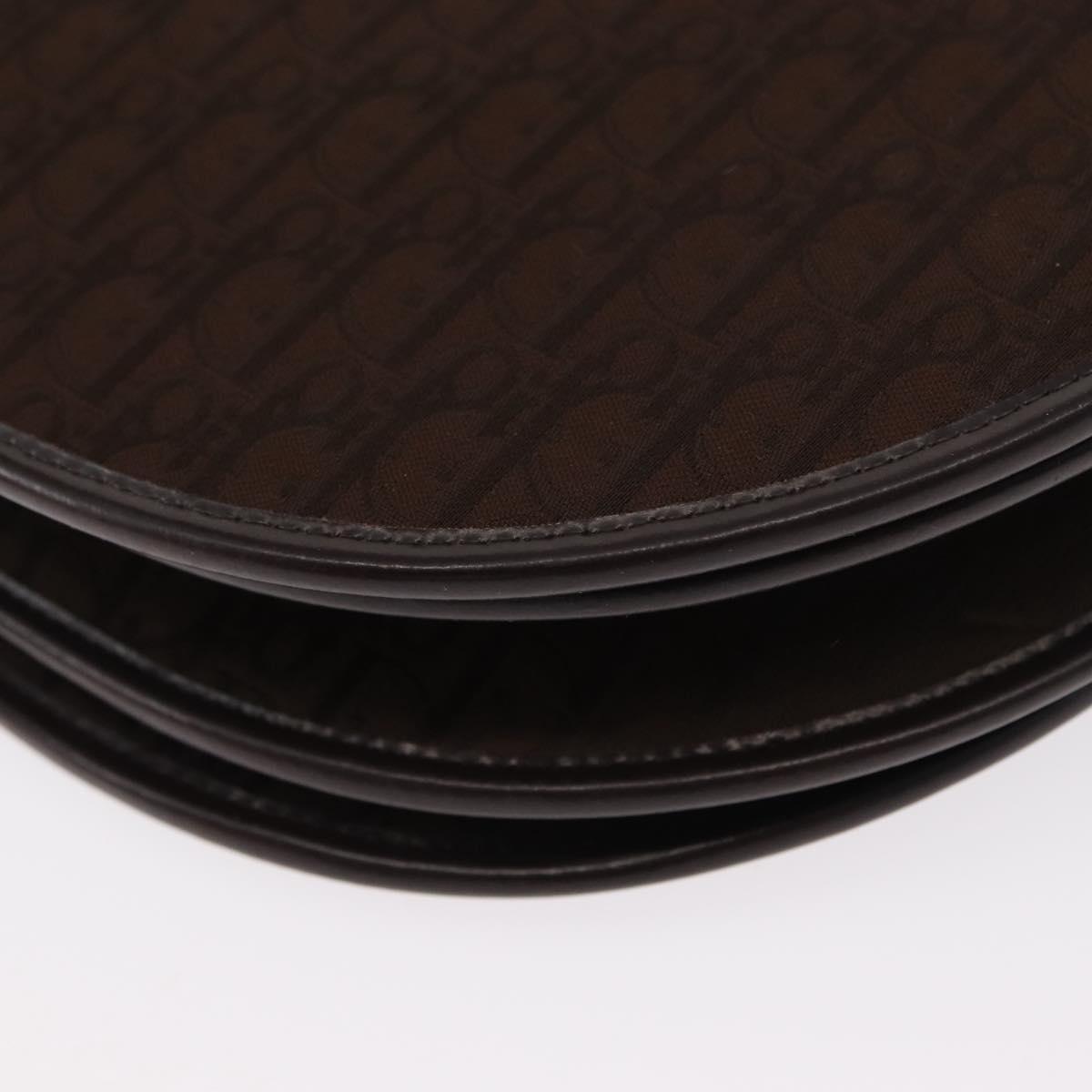 Christian Dior Trotter Canvas Shoulder Bag Brown Gold Auth 154734