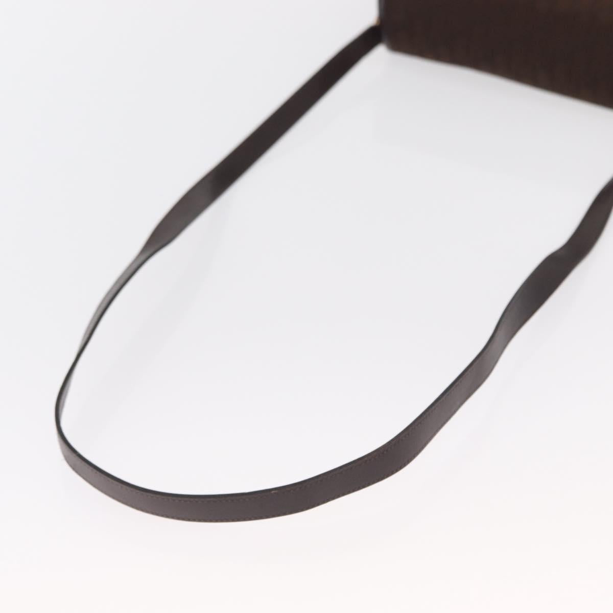 Christian Dior Trotter Canvas Shoulder Bag Brown Gold Auth 154734