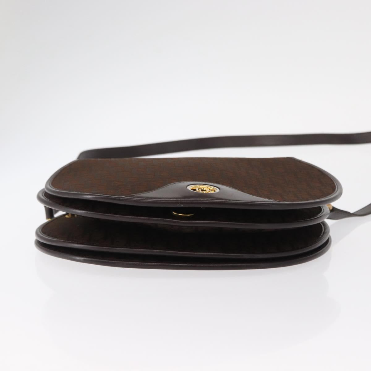 Christian Dior Trotter Canvas Shoulder Bag Brown Gold Auth 154734