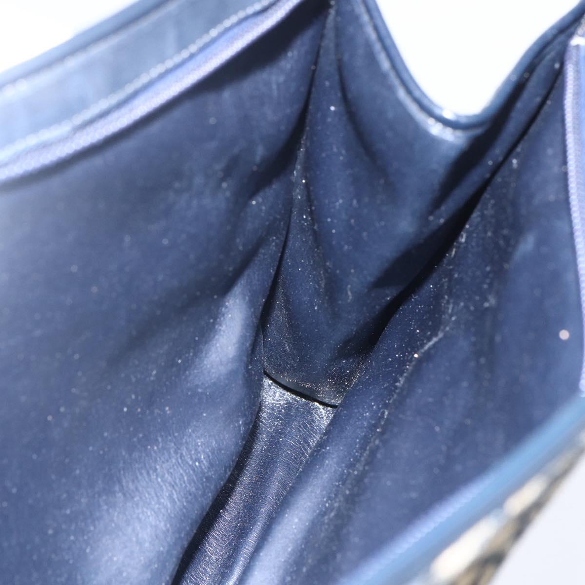 Christian Dior Trotter Canvas Hand Bag Navy Gold Auth 154735