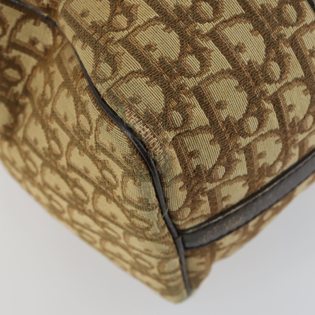 Christian Dior Trotter Canvas Boston Bag Beige Gold Auth 154736