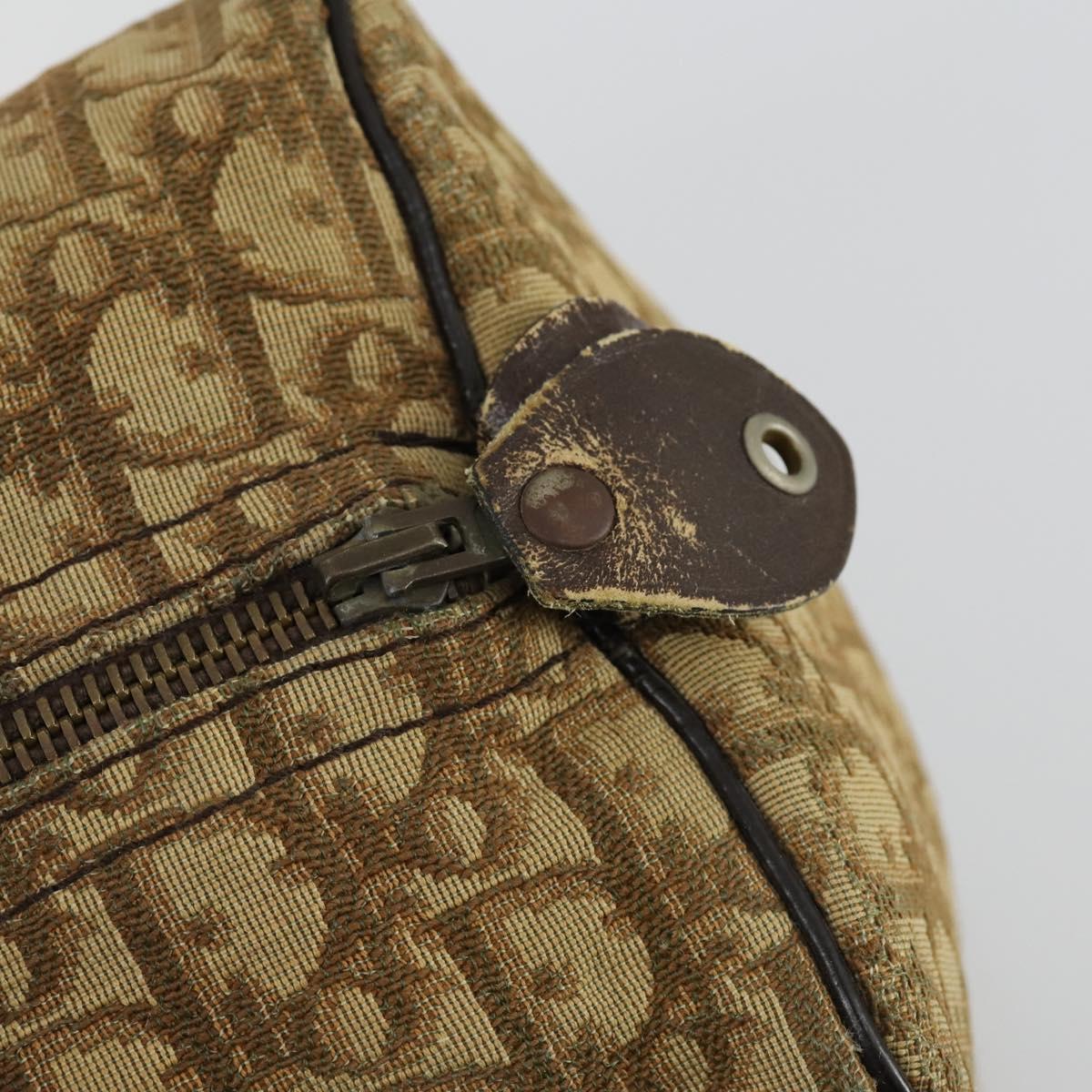Christian Dior Trotter Canvas Boston Bag Beige Gold Auth 154736