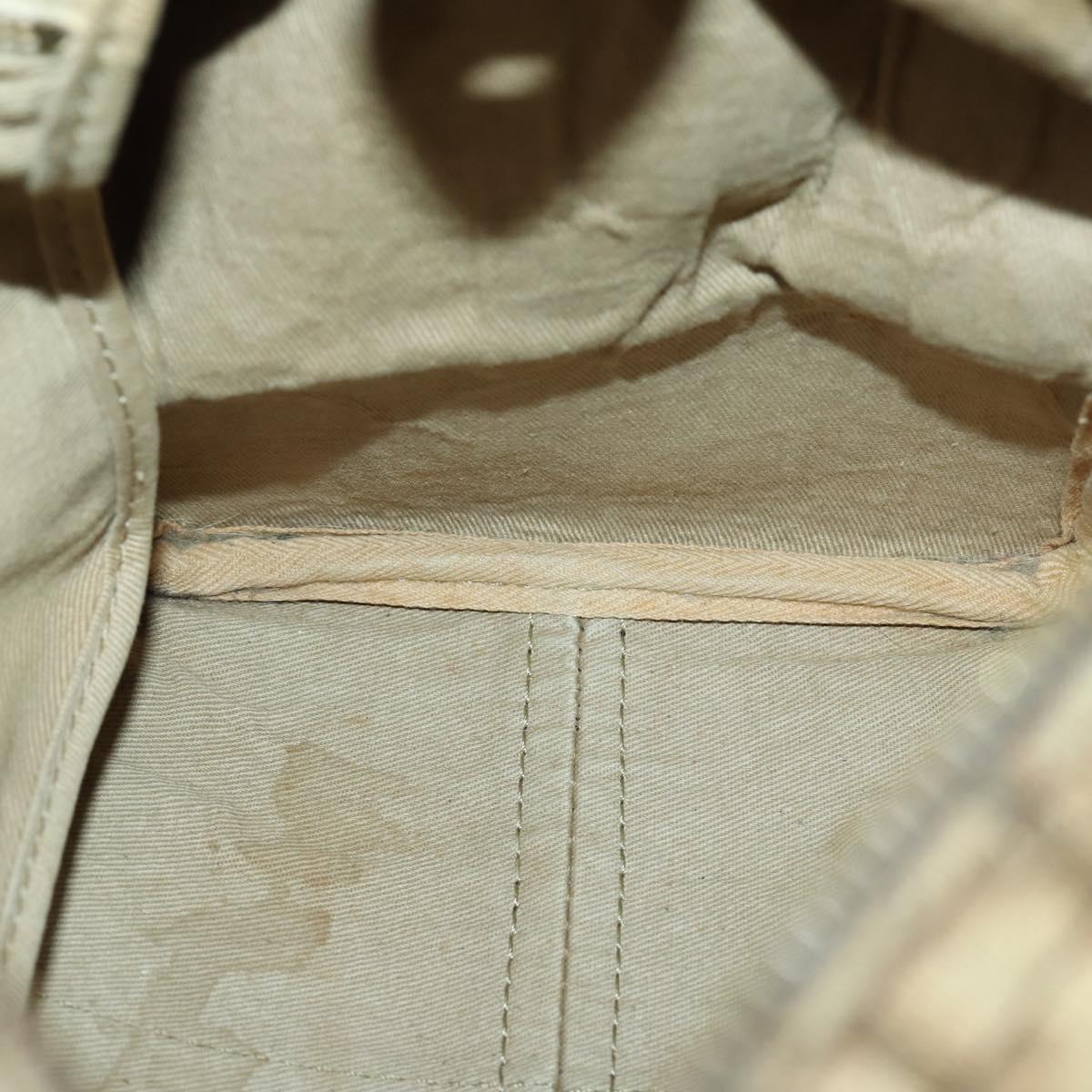 Christian Dior Trotter Canvas Boston Bag Beige Gold Auth 154736