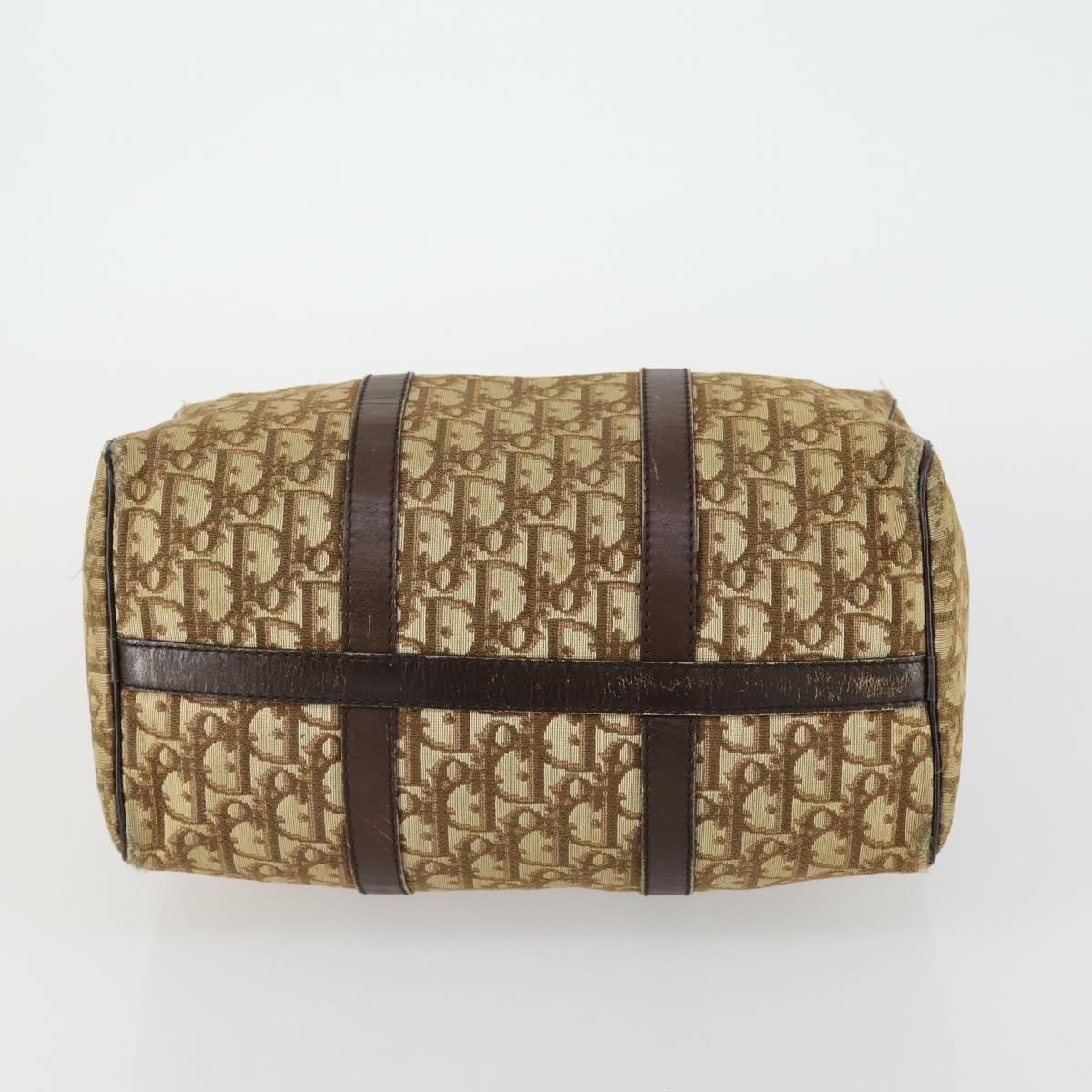 Christian Dior Trotter Canvas Boston Bag Beige Gold Auth 154736