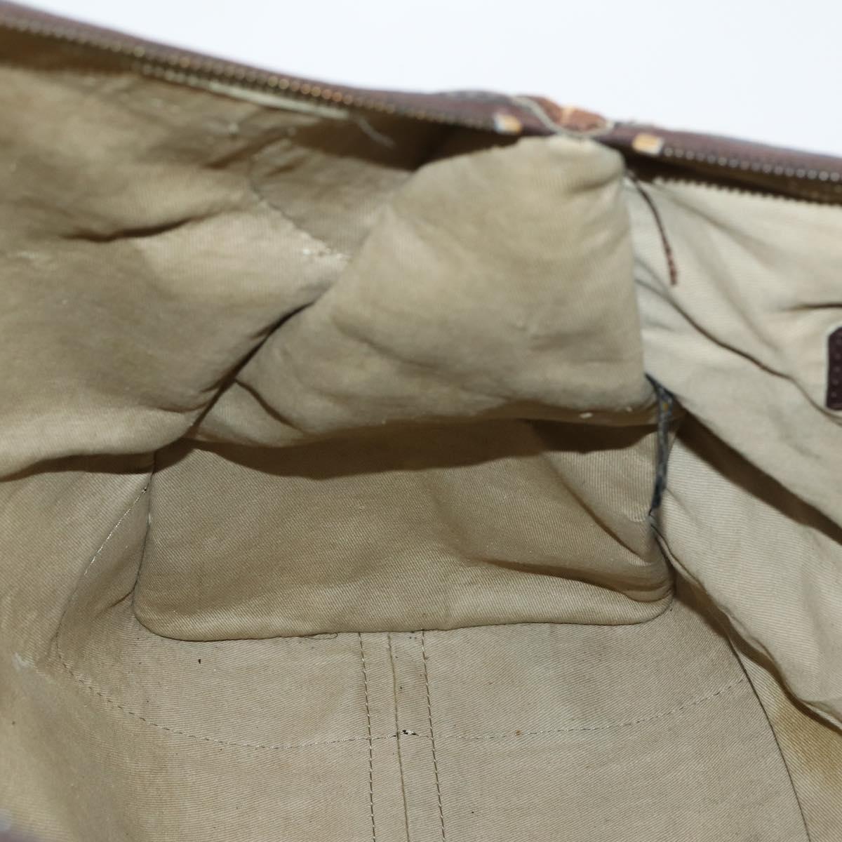 Christian Dior Trotter Canvas Boston Bag Beige Gold Auth 154737