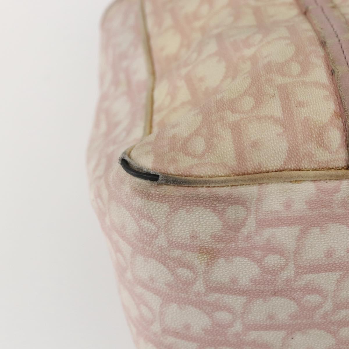 Christian Dior Trotter Canvas Romantic Chain Bag PVC Pink Silver Auth 154738