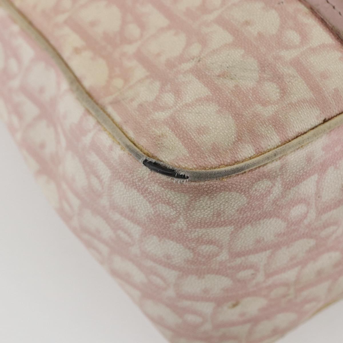 Christian Dior Trotter Canvas Romantic Chain Bag PVC Pink Silver Auth 154738