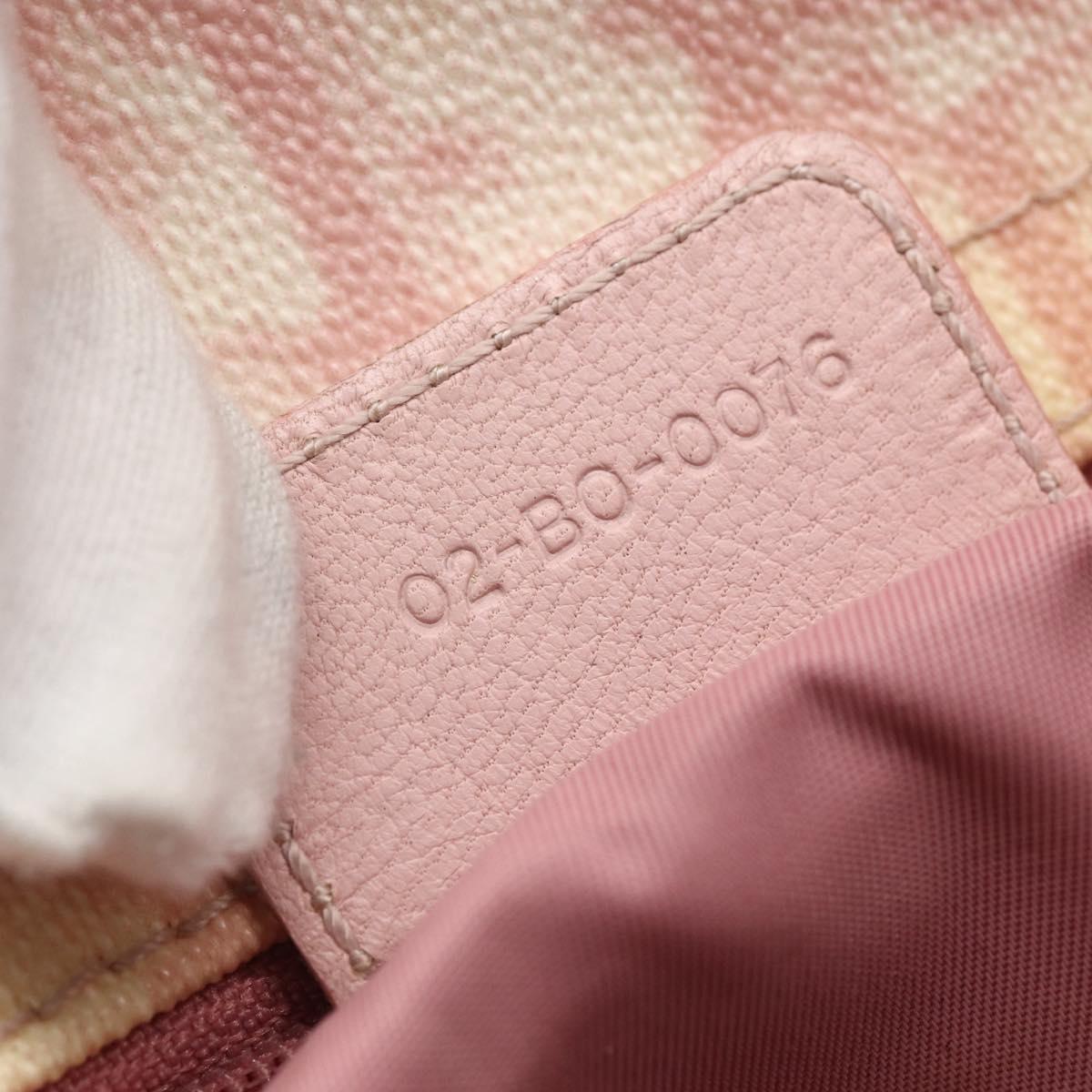 Christian Dior Trotter Canvas Romantic Chain Bag PVC Pink Silver Auth 154738