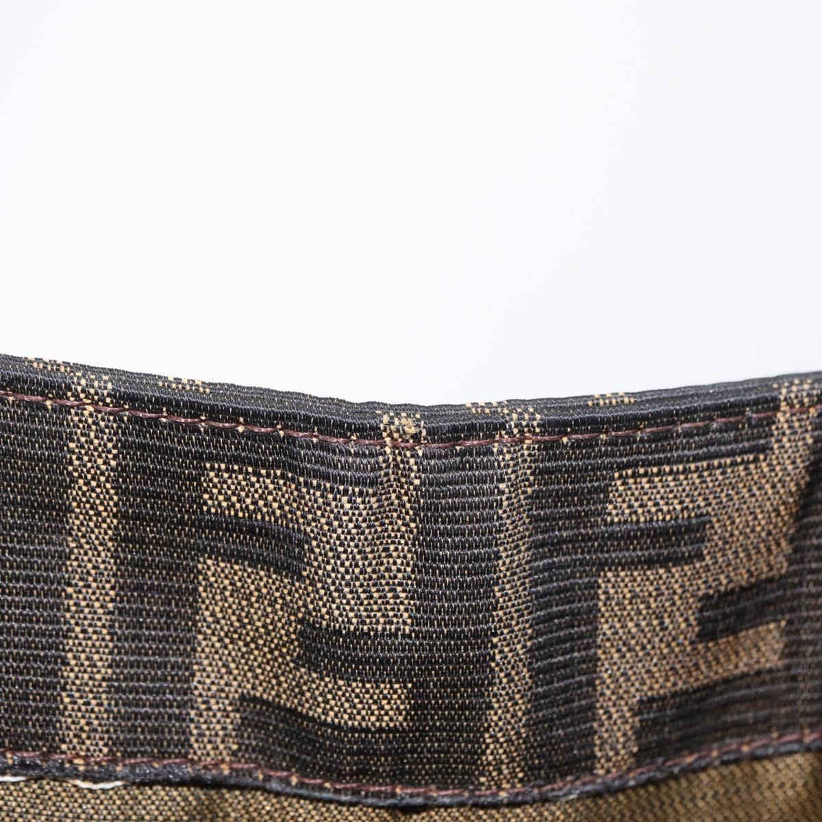 FENDI Zucca Canvas Mamma Baguette Shoulder Bag Black Brown Silver Auth 154739