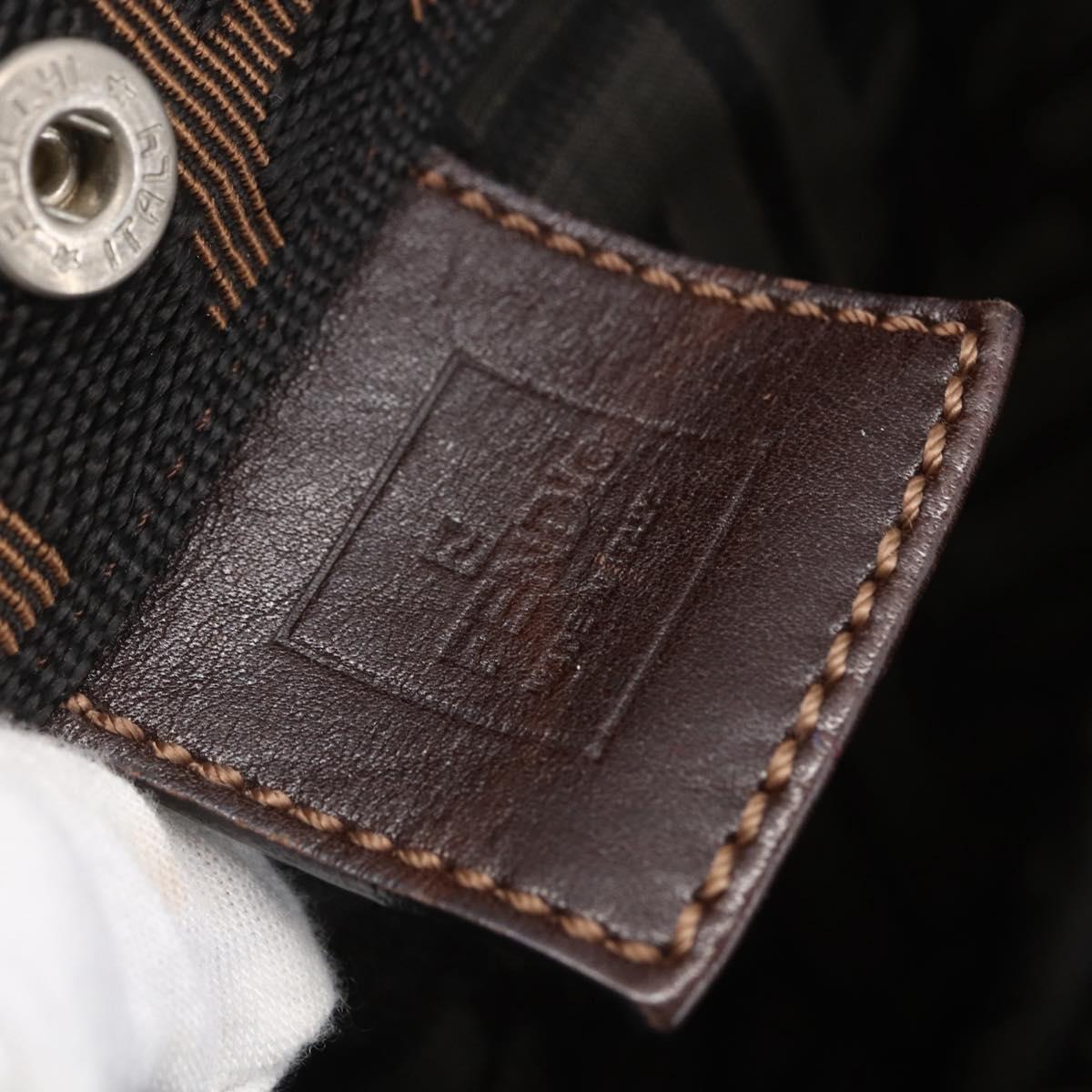 FENDI Zucca Canvas Hand Bag Black Brown Auth 154741