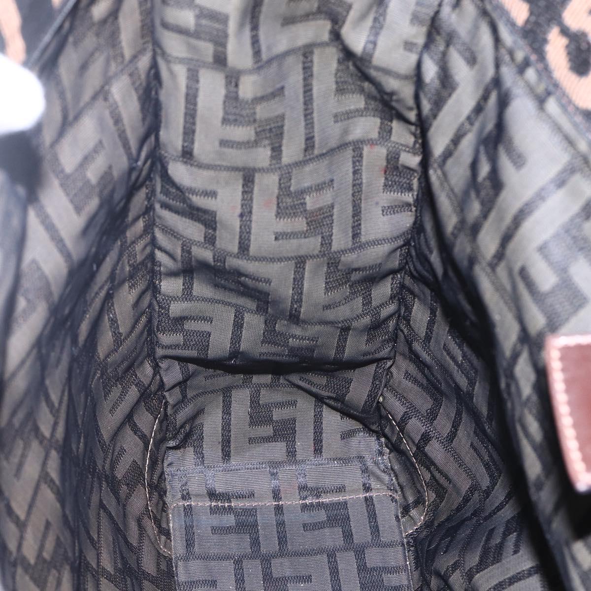 FENDI Zucca Canvas Hand Bag Black Brown Auth 154741