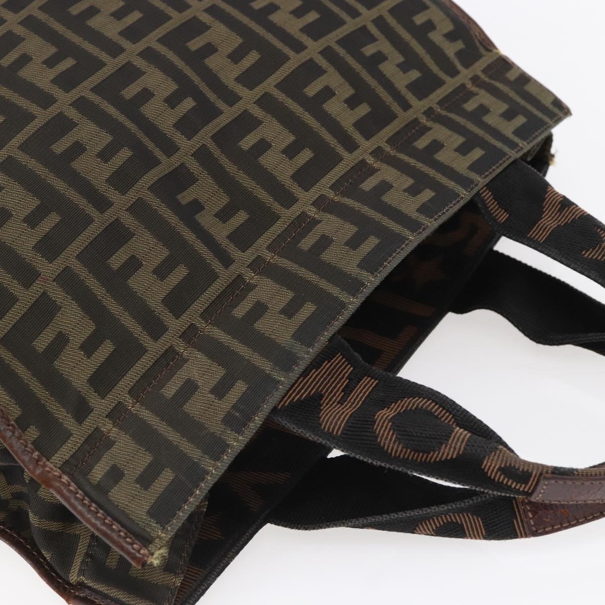 FENDI Zucca Canvas Hand Bag Black Brown Auth 154741