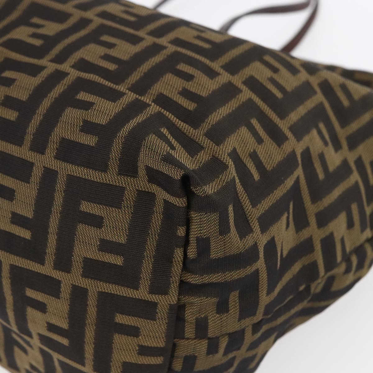 FENDI Zucca Canvas Tote Bag Black Brown Auth 154742
