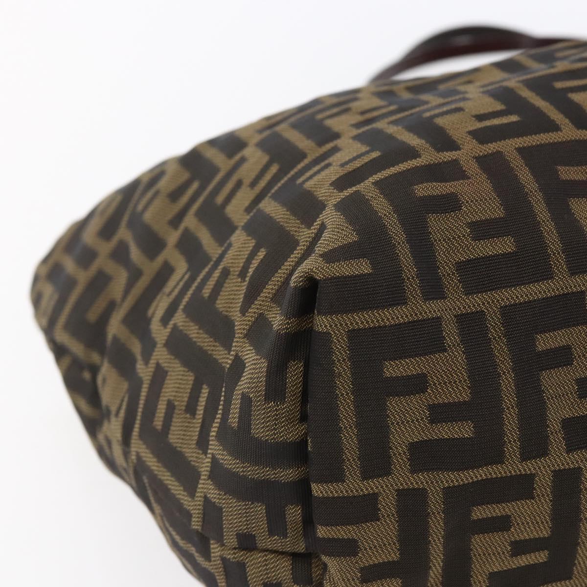 FENDI Zucca Canvas Tote Bag Black Brown Auth 154742