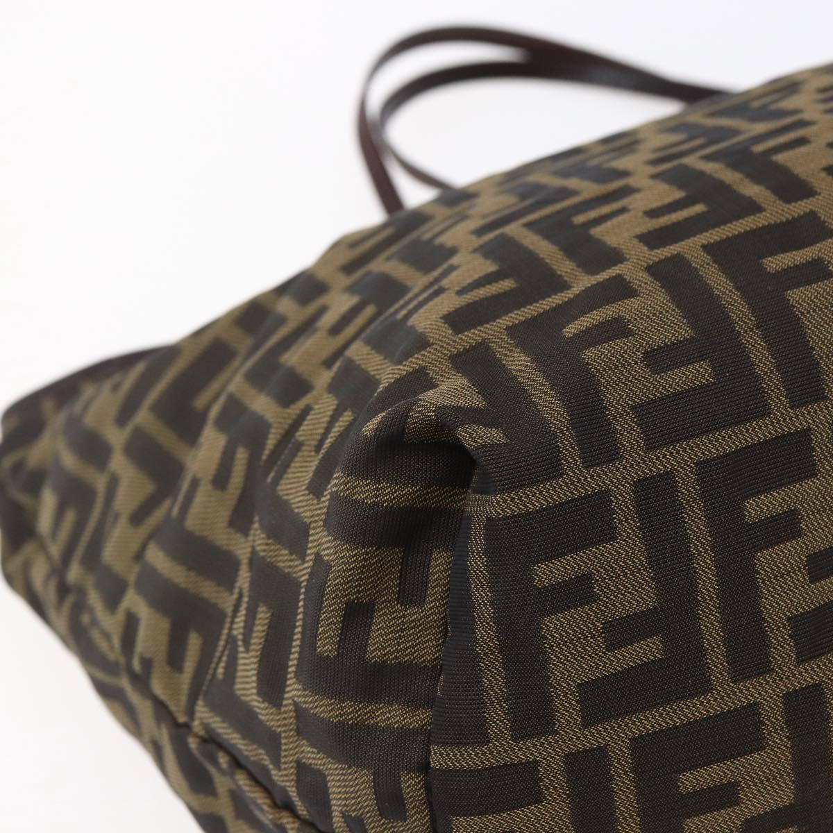 FENDI Zucca Canvas Tote Bag Black Brown Auth 154742