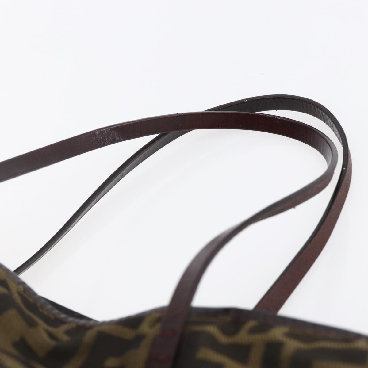 FENDI Zucca Canvas Tote Bag Black Brown Auth 154742