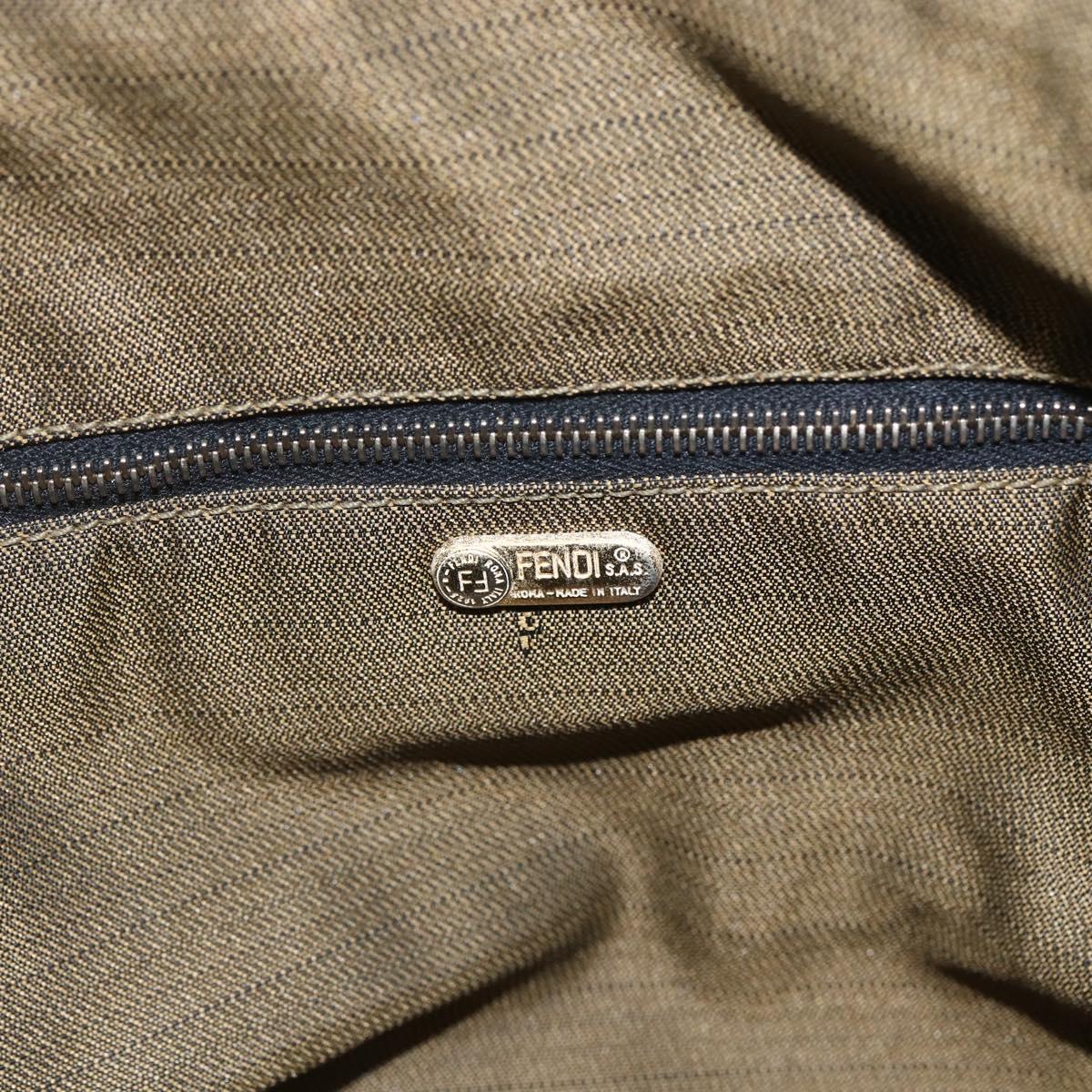 FENDI Zucca Canvas Vanity Hand Bag Black Brown gold Auth 154743