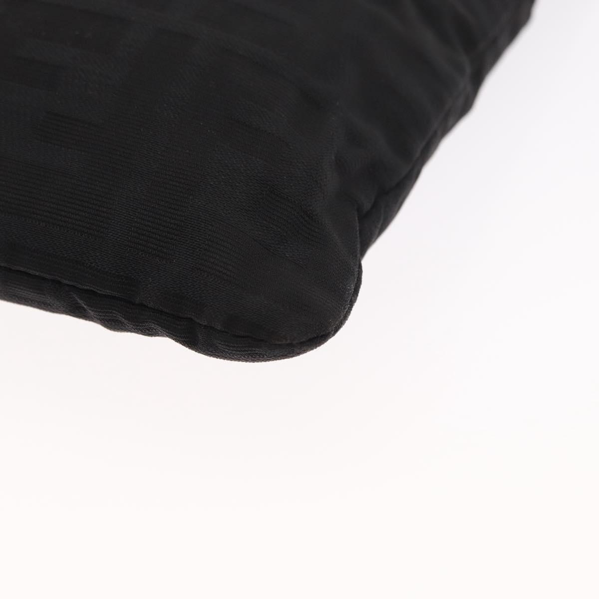 FENDI Zucca Canvas Shoulder Bag Black Silver Auth 154744