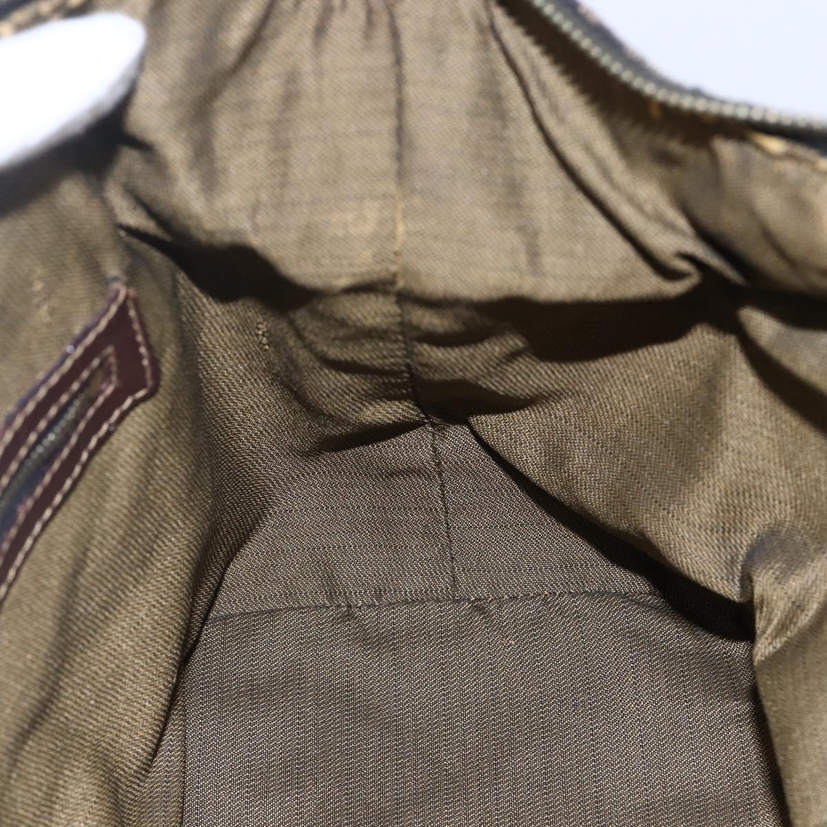 FENDI Zucca Canvas Vanity Hand Bag Black Brown gold Auth 154745