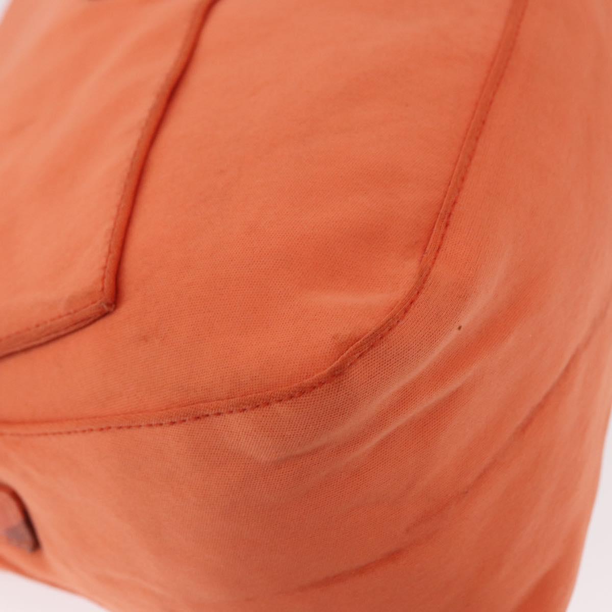 FENDI Mamma Baguette Shoulder Bag Nylon Orange Silver Auth 154746