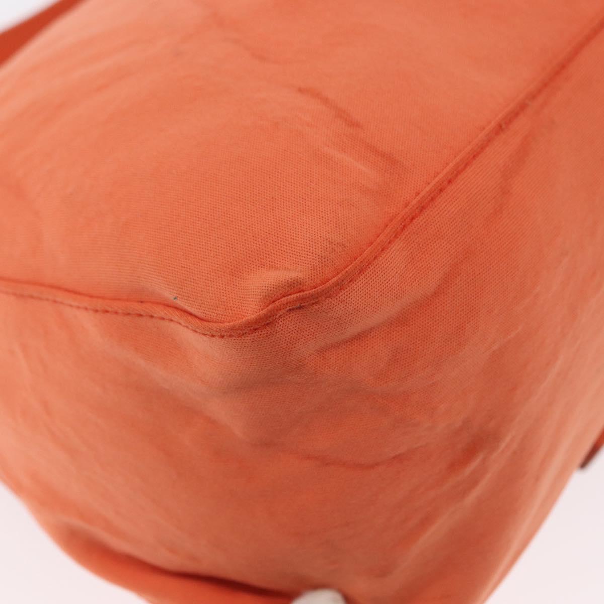 FENDI Mamma Baguette Shoulder Bag Nylon Orange Silver Auth 154746