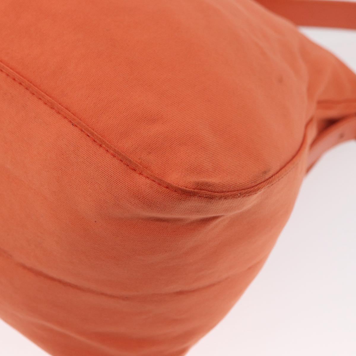 FENDI Mamma Baguette Shoulder Bag Nylon Orange Silver Auth 154746