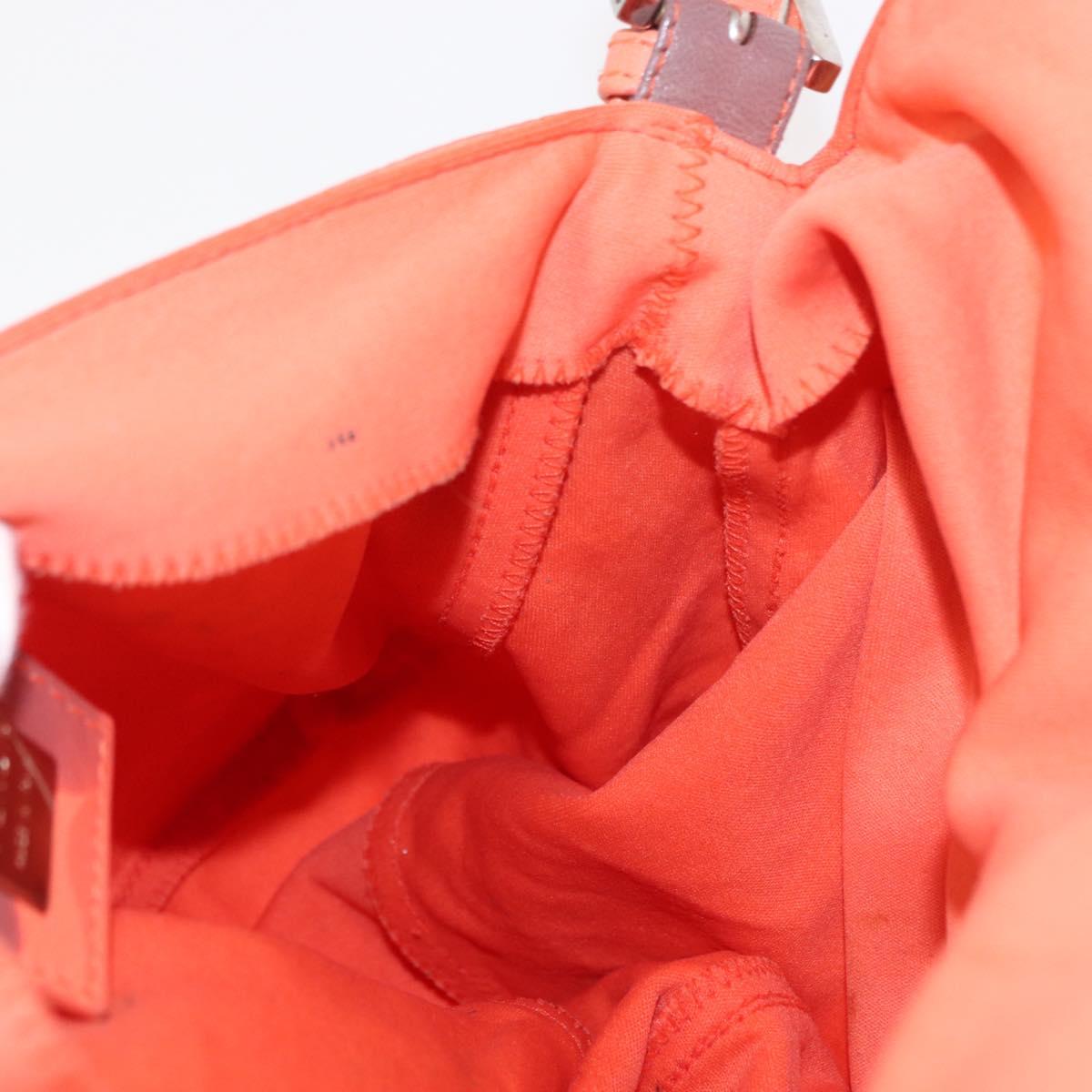 FENDI Mamma Baguette Shoulder Bag Nylon Orange Silver Auth 154746