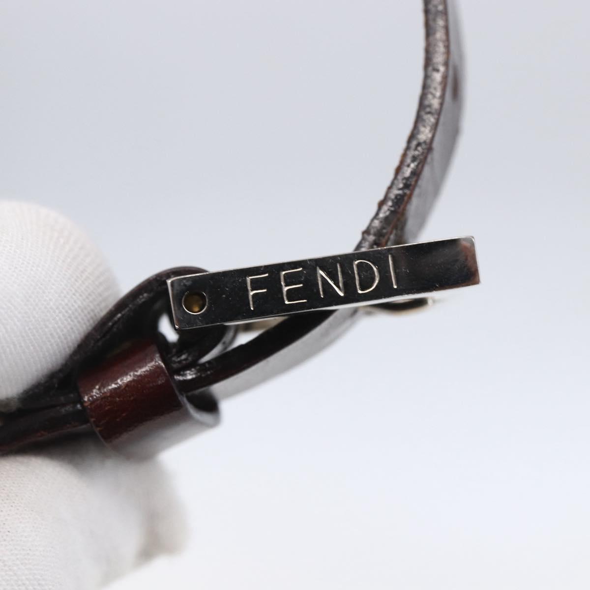 FENDI Mamma Baguette Shoulder Bag Canvas Leather Beige Silver Auth 154747