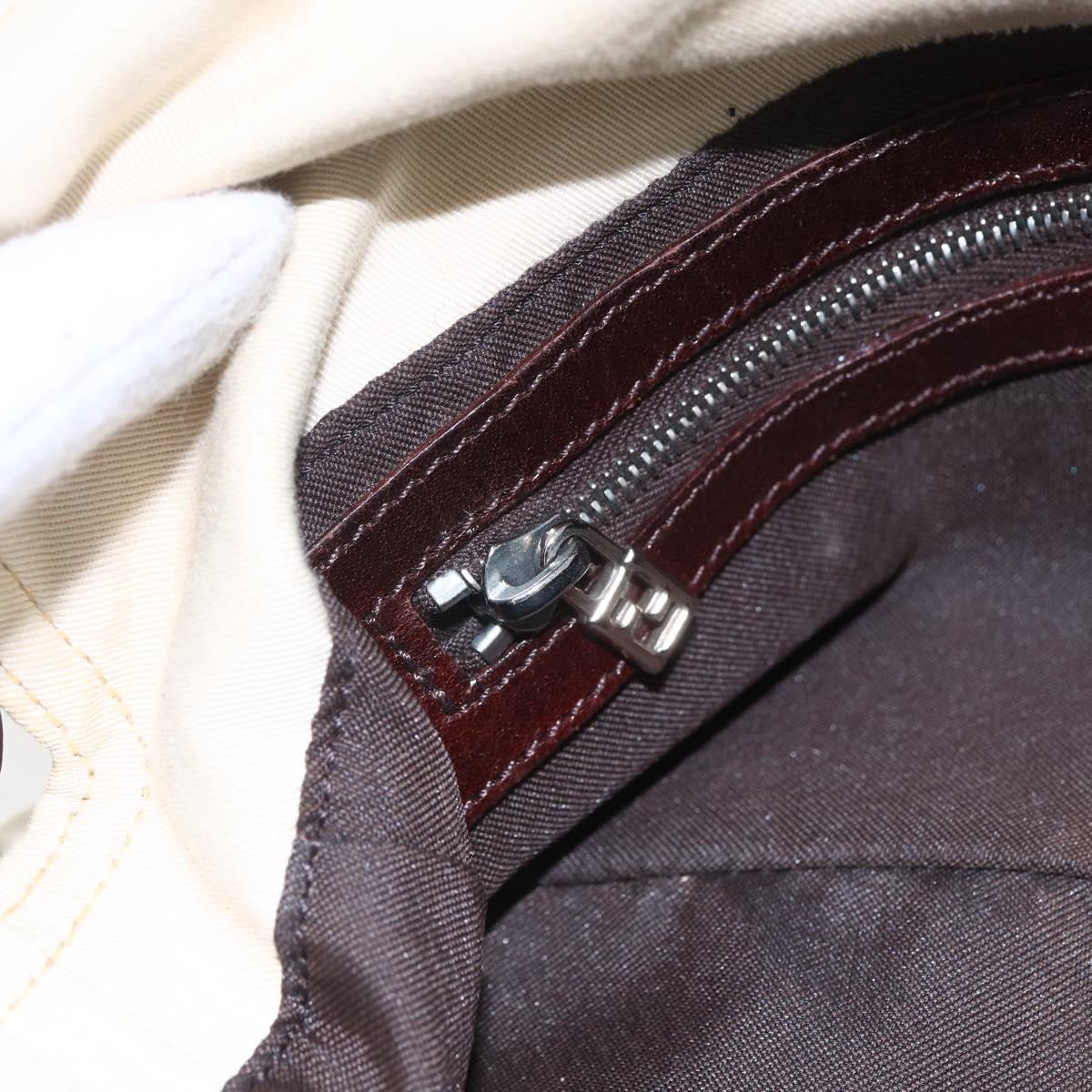 FENDI Mamma Baguette Shoulder Bag Canvas Leather Beige Silver Auth 154747