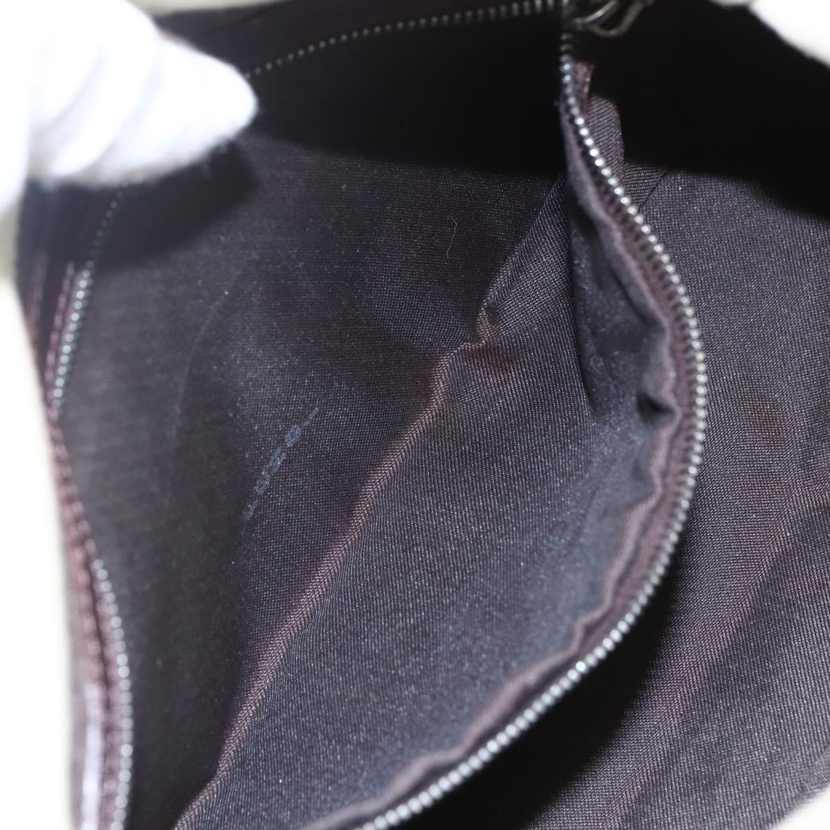 FENDI Mamma Baguette Shoulder Bag Canvas Leather Beige Silver Auth 154747