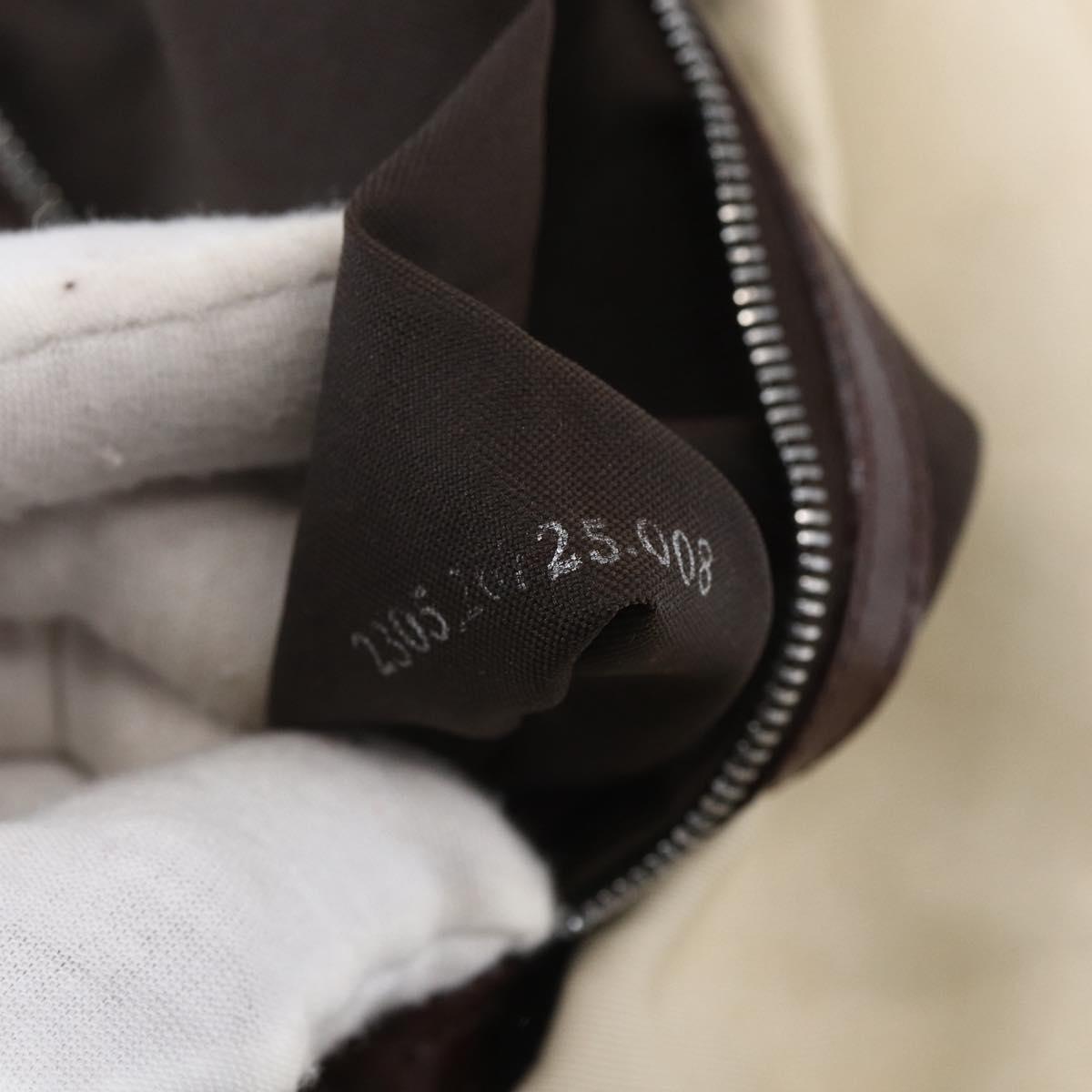 FENDI Mamma Baguette Shoulder Bag Canvas Leather Beige Silver Auth 154747