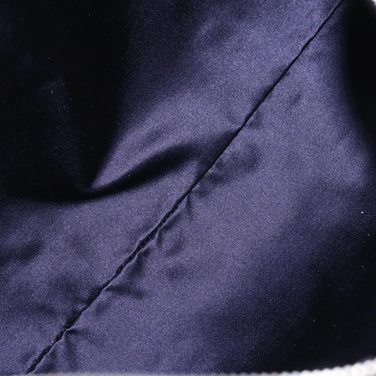 FENDI Zucchino Canvas Boston Bag Navy Silver Auth 154748