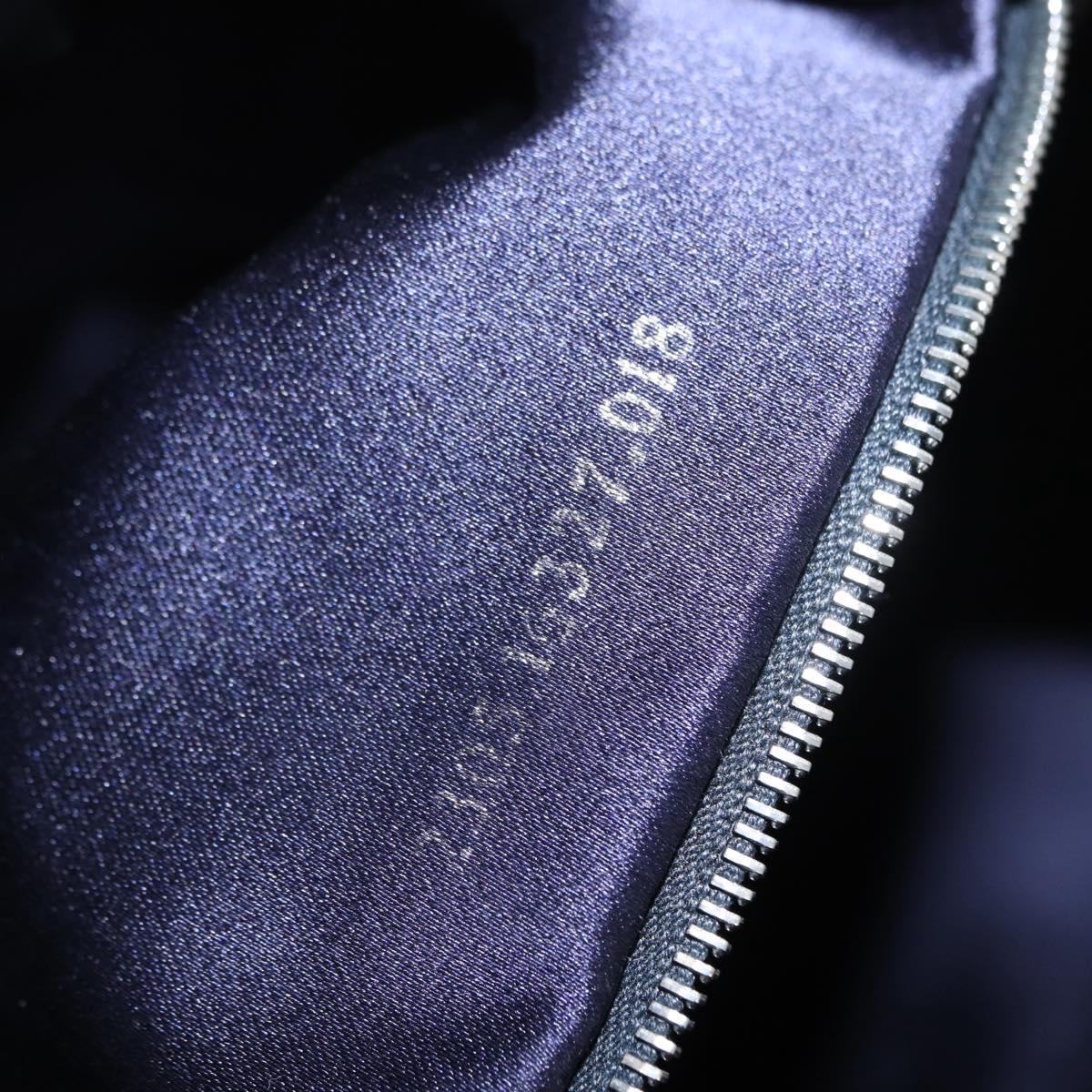 FENDI Zucchino Canvas Boston Bag Navy Silver Auth 154748