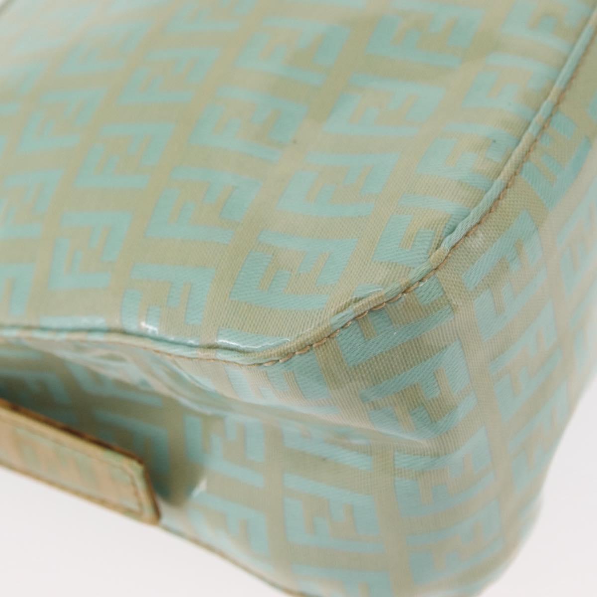 FENDI Zucchino Canvas Mamma Baguette Bag PVC Gold Light Green Auth 154750