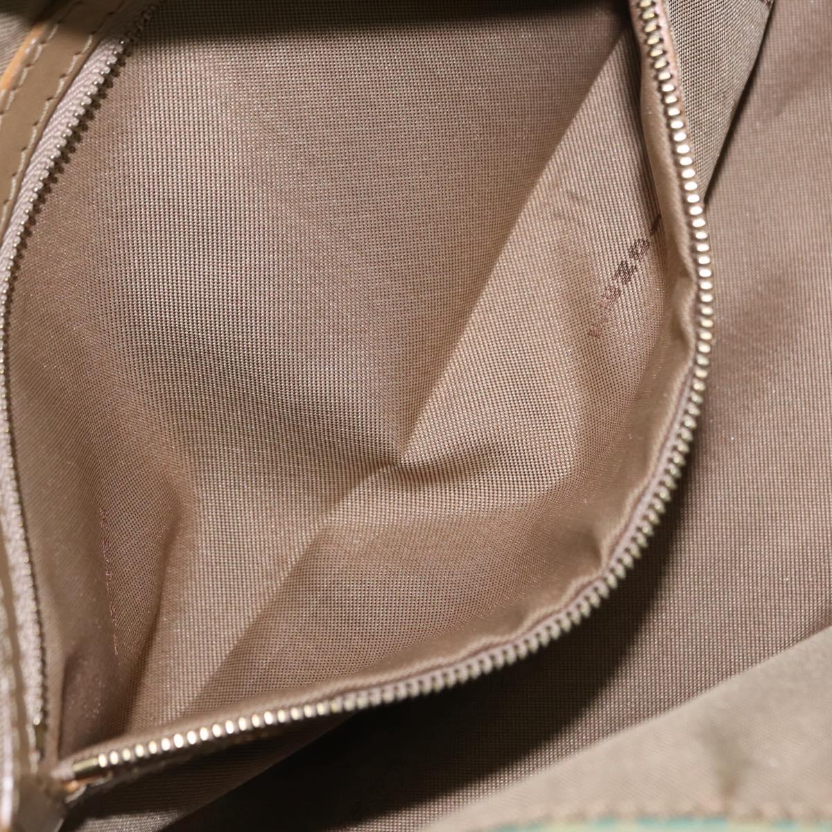 FENDI Zucchino Canvas Mamma Baguette Bag PVC Gold Light Green Auth 154750