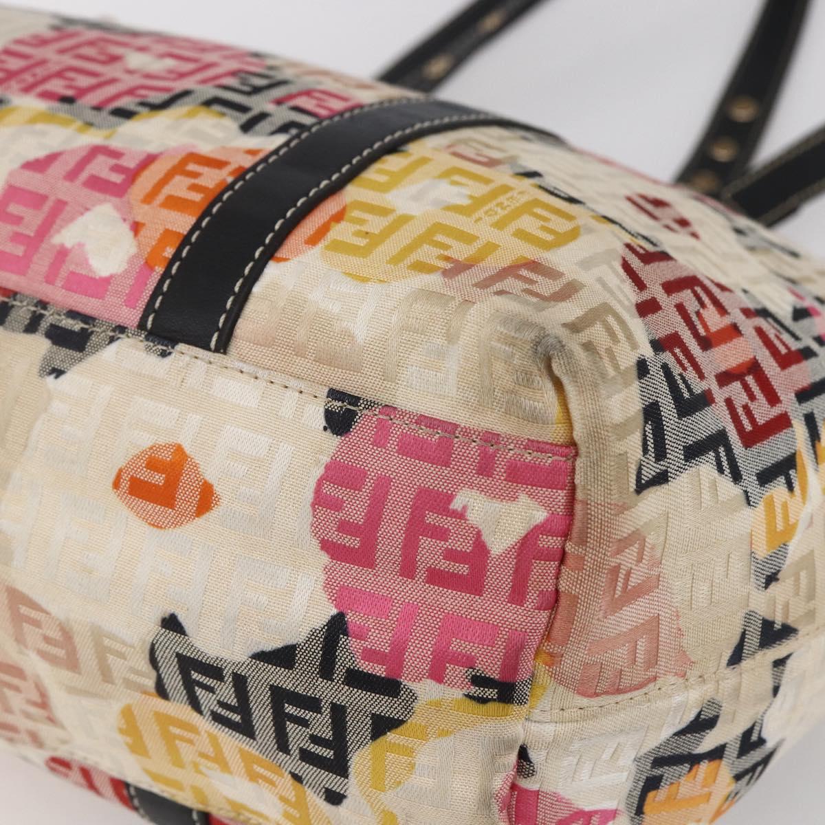 FENDI Zucchino Canvas Tote Bag Multicolor Gold Auth 154751V