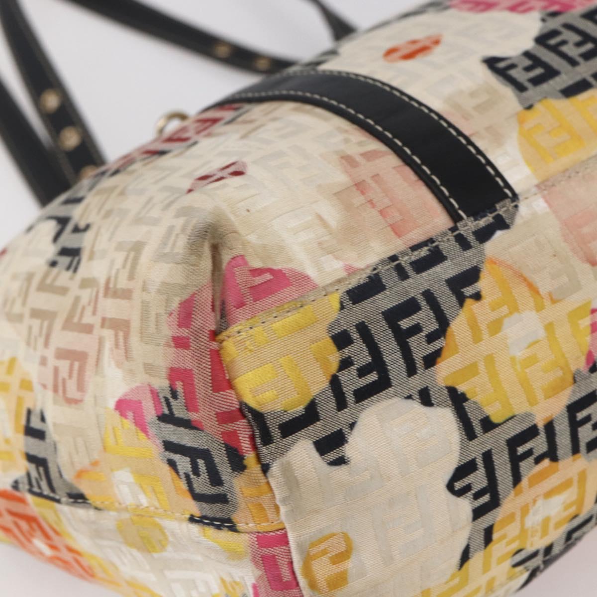 FENDI Zucchino Canvas Tote Bag Multicolor Gold Auth 154751V