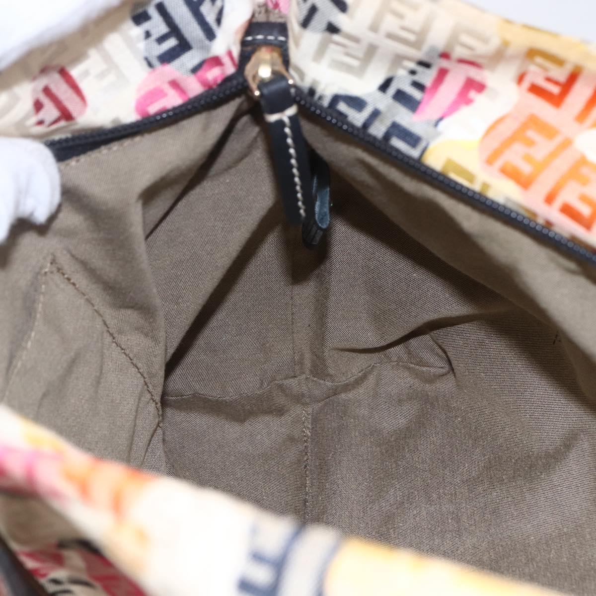 FENDI Zucchino Canvas Tote Bag Multicolor Gold Auth 154751V