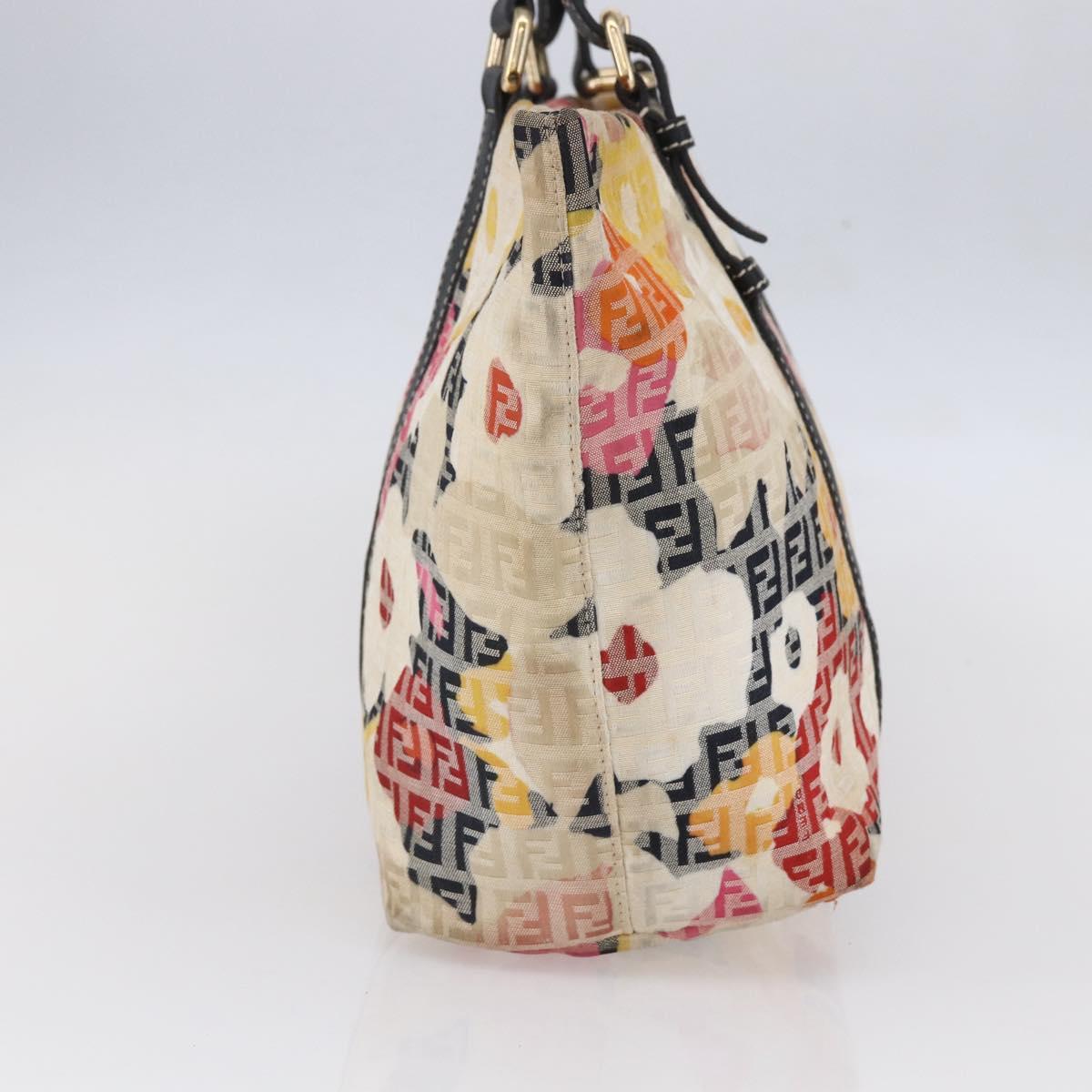 FENDI Zucchino Canvas Tote Bag Multicolor Gold Auth 154751V