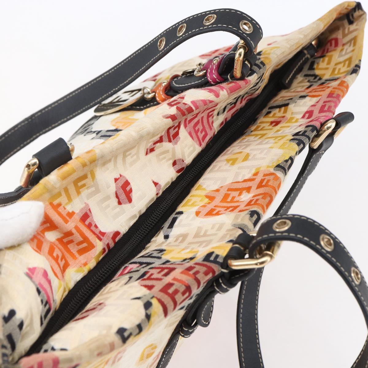 FENDI Zucchino Canvas Tote Bag Multicolor Gold Auth 154751V