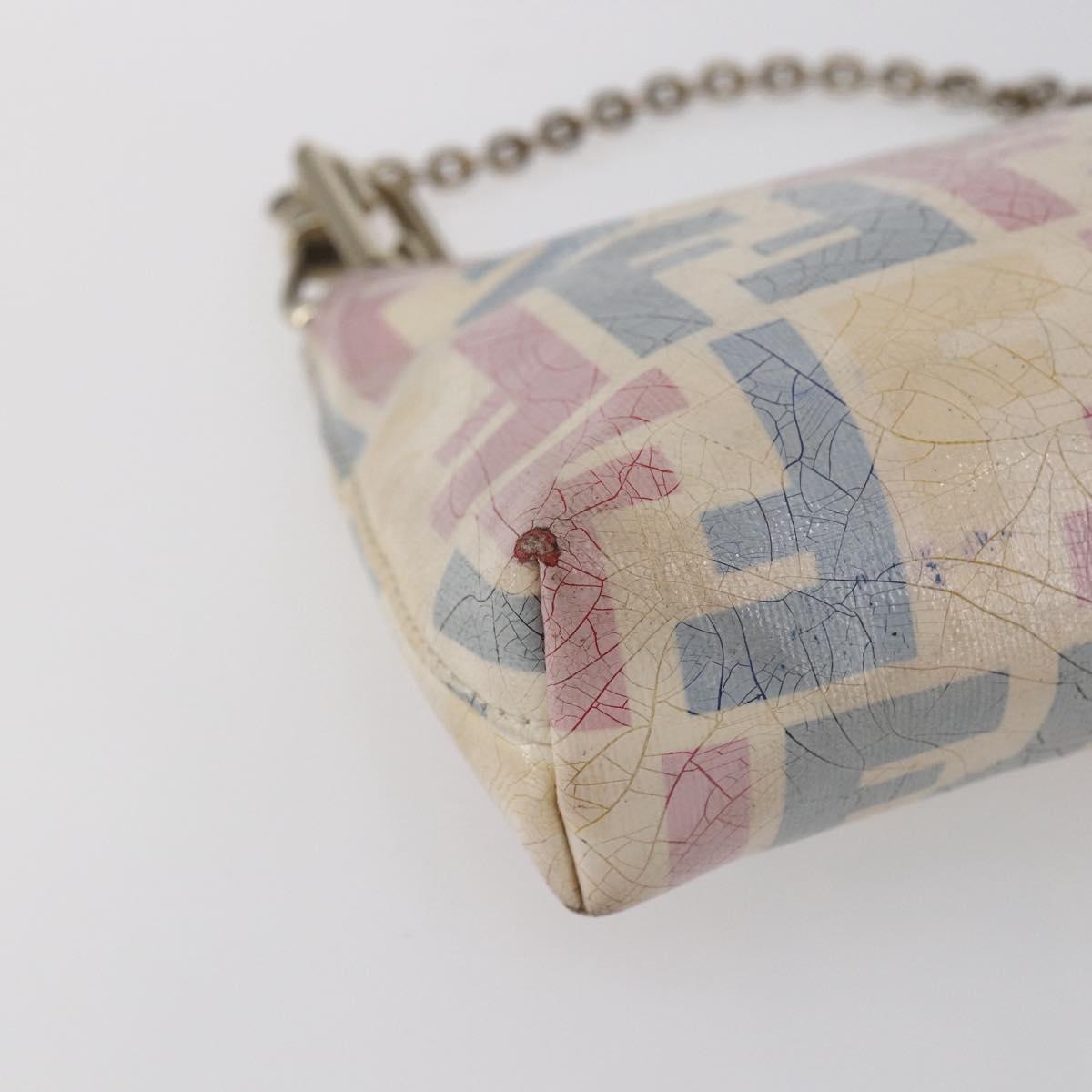 FENDI Zucca Canvas Accessory Pouch Coated Canvas Multicolor Gold Auth 154752