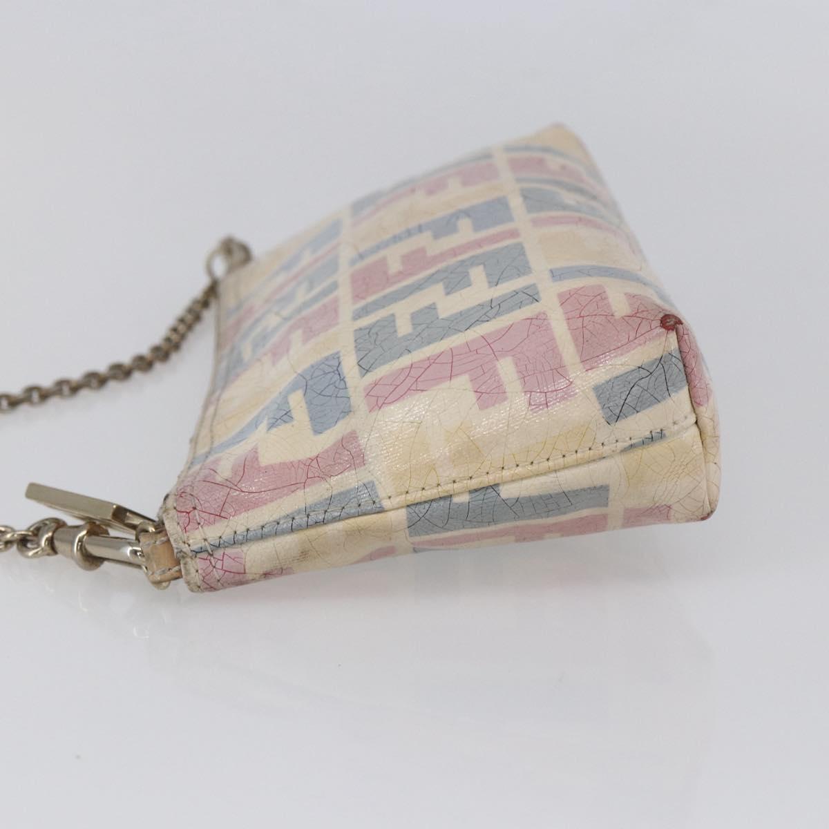 FENDI Zucca Canvas Accessory Pouch Coated Canvas Multicolor Gold Auth 154752