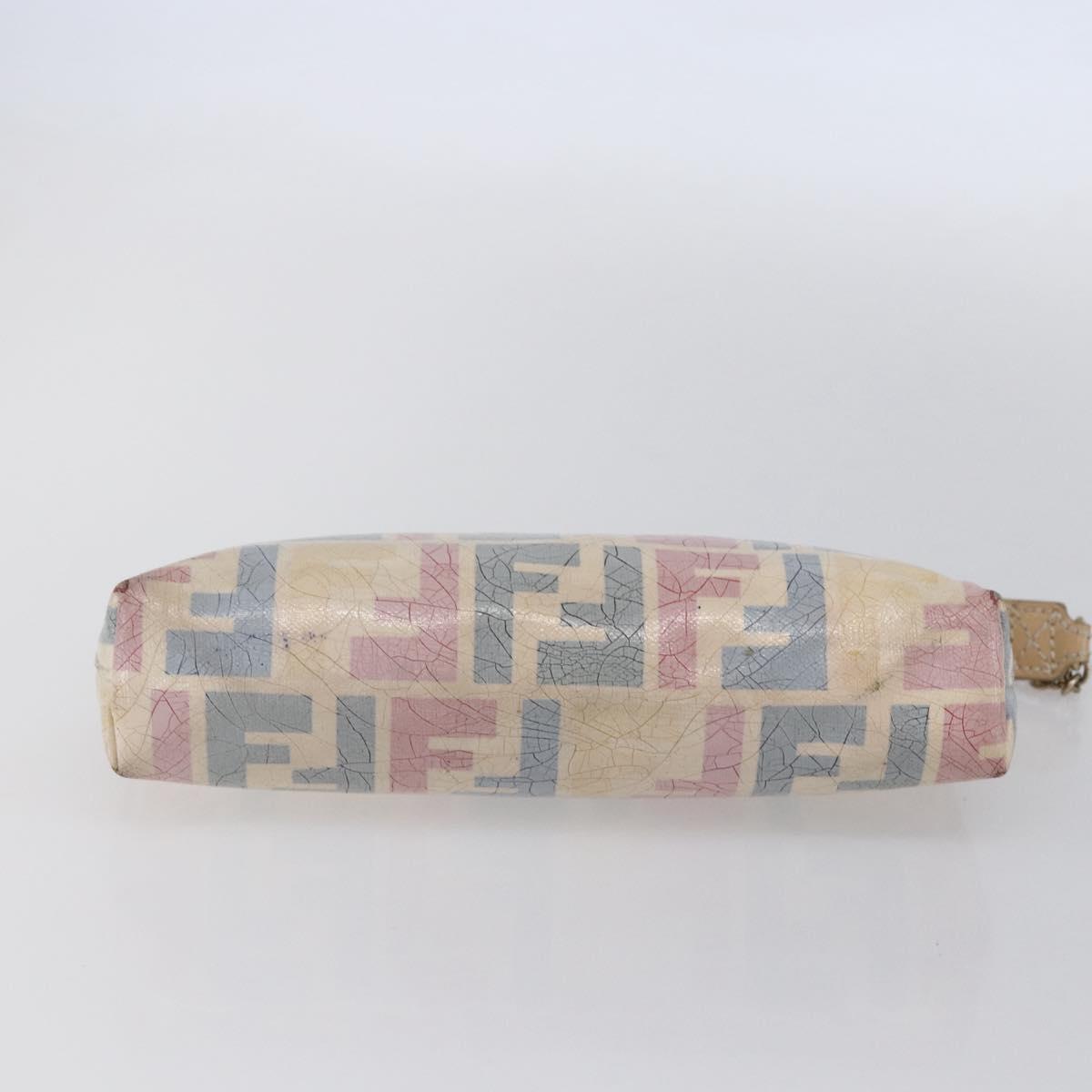 FENDI Zucca Canvas Accessory Pouch Coated Canvas Multicolor Gold Auth 154752