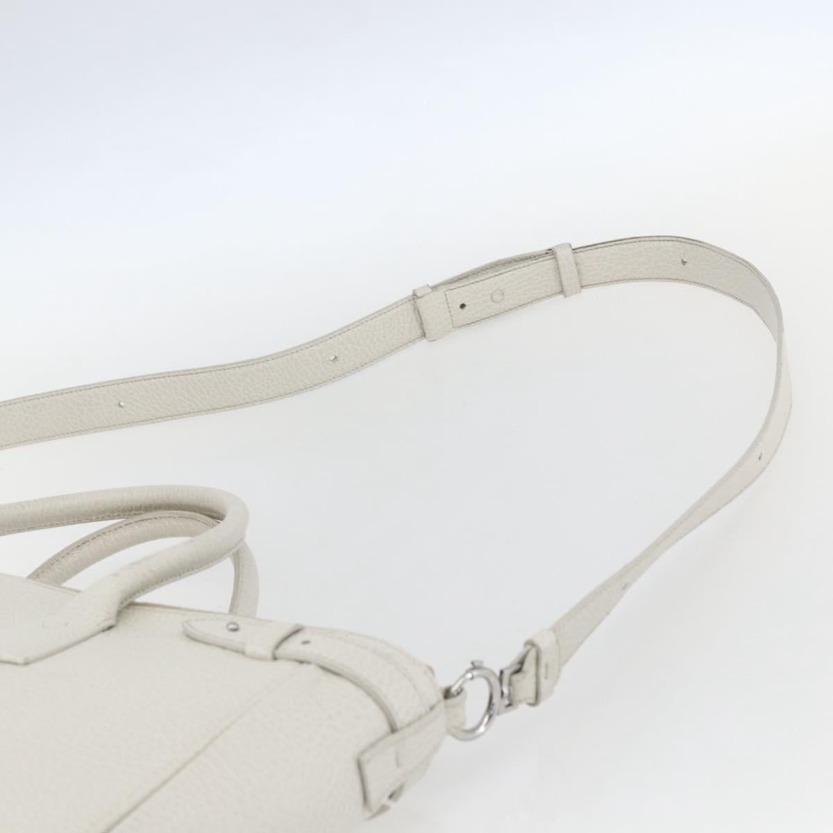 Maison Margiela 5AC Hand Bag Leather 2way White Silver Auth 154753