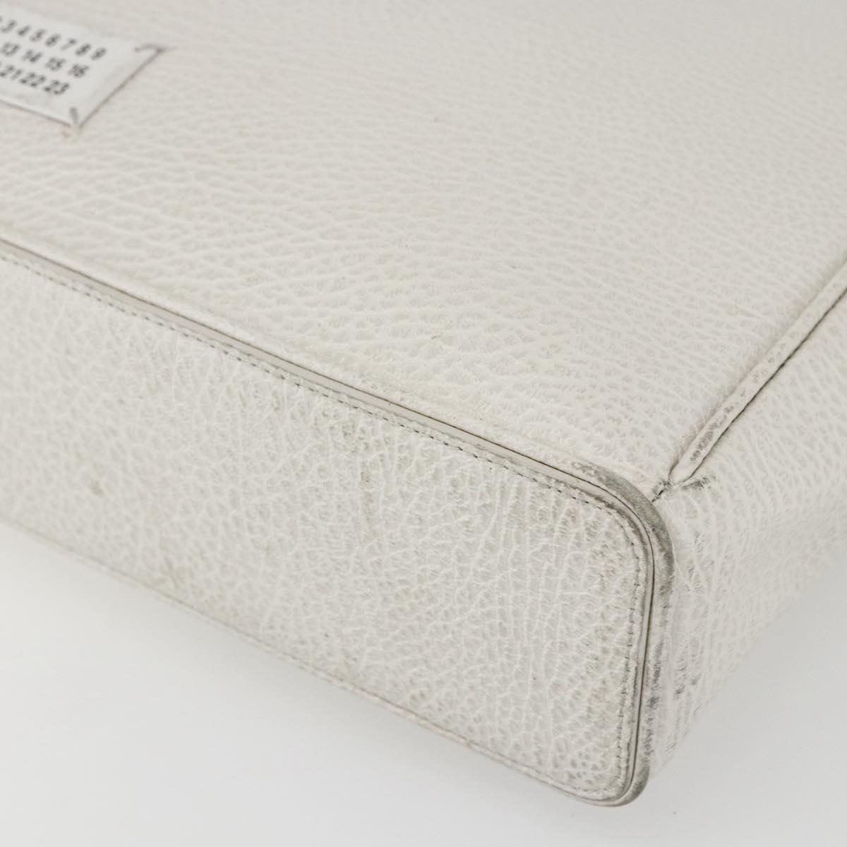 Maison Margiela 5AC Hand Bag Leather 2way White Silver Auth 154753