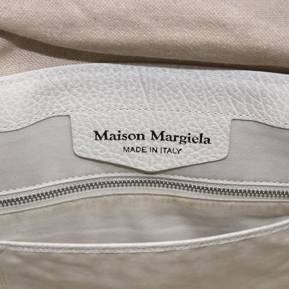 Maison Margiela 5AC Hand Bag Leather 2way White Silver Auth 154753