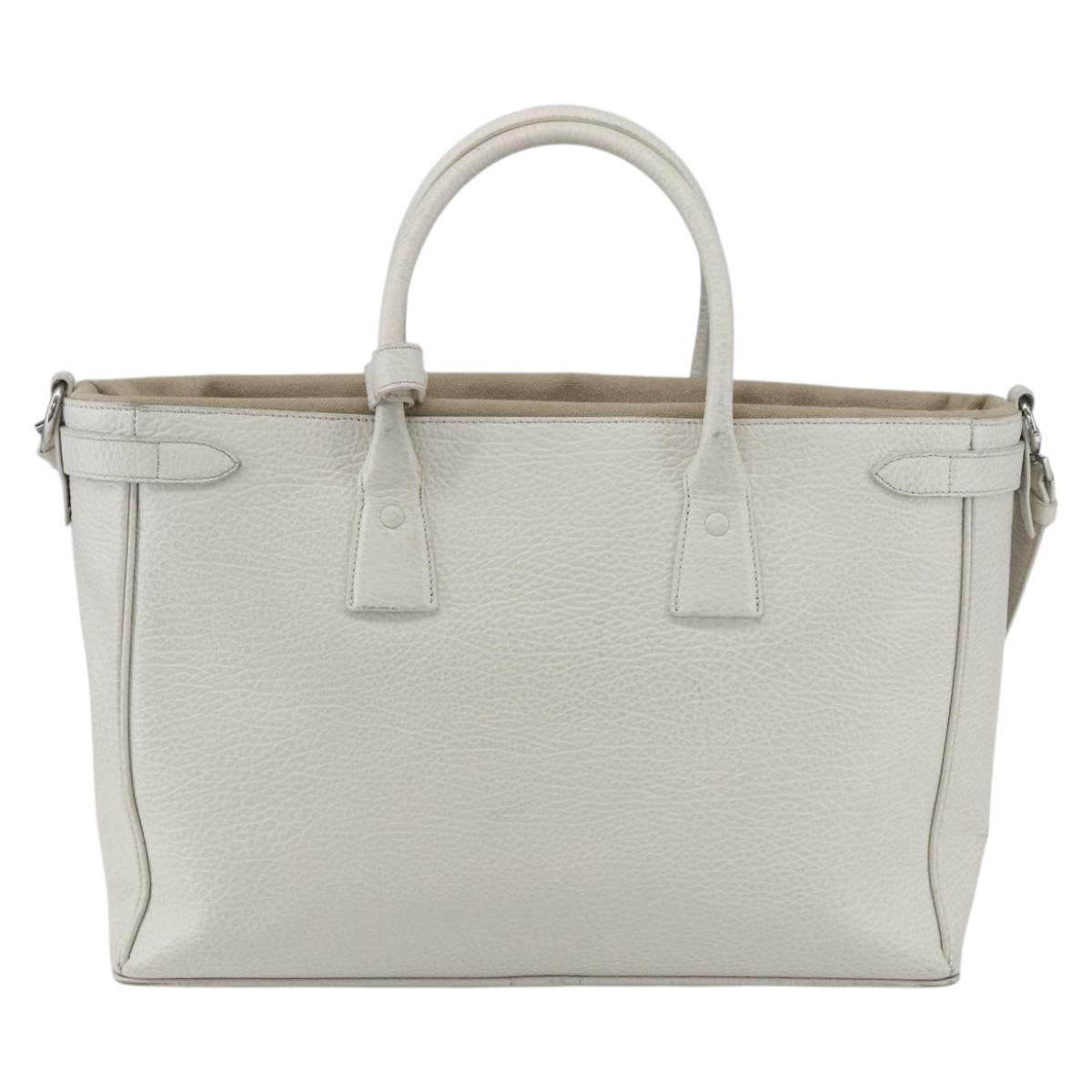 Maison Margiela 5AC Hand Bag Leather 2way White Silver Auth 154753